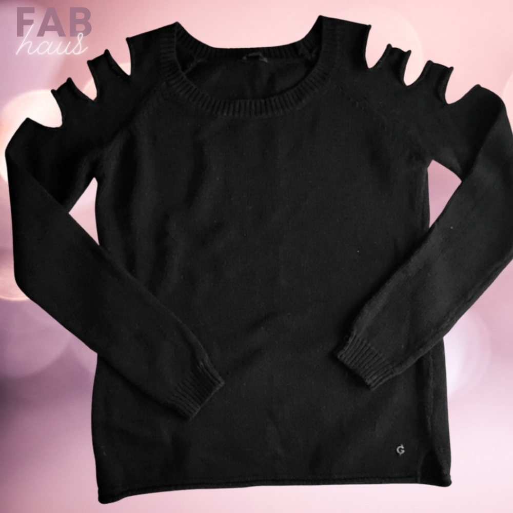 G by Guess Black Peekaboo Shoulder Sweater